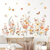 decalmile Boho Flower Wall Decals Garden Floral Butterflies Wildflower Wall Stickers Girls Bedroom Living Room Baby Nursery Wall Decor