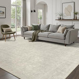 DCX Washable 8x10 Beige Rug, Stain Resistant Rubber Back Non Slip Rug