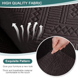 Ruaozz Loveseat Recliner Covers with Console, 4-Pieces Recliner Sofa Covers Stretch Jacquard Reclining Couch Covers with Pockets Furniture Protector with Elastic Straps Bottom (Chocolate)