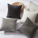 Topfinel Grey Couch Pillow Covers for Living Room 45x45 cm Set of 4,Mid Century Modern White Neutral Corduroy Corn Throw Pillows,Rustic Square Bench Chair Cushion(18 Inch/Grey)