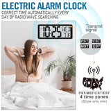 4.6" Numbers Display Built-in Rechargeable Power 15" Atomic Black Wall Clock -Night Display-Never Needs Setting!-Easy to Read Numbers-Never Need Replace Battery