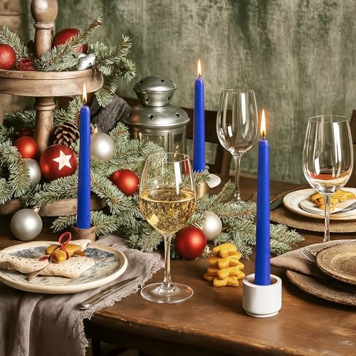 KONNI 0.87×10 Inch Blue Taper Candles, Unscented and Smokeless Tall Candlesticks, 10 Pack Tapered Candles with Cotton Wicks, Long Burning, Ideal for Weddings, Dinner Parties, and Home Décor