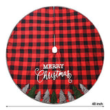 Juegoal 48 Inch Christmas Tree Skirt, Soft Red and Black Plaid Christmas Tree Mat for Xmas Party Decoration, Christmas Tree Holiday Decor