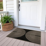 Rugalia Easy Jute Rainbow Entryway Rug, 2x3 Black Washable Non-Slip Indoor Outdoor Doormat, Boho Farmhouse Small Kitchen Rug Modern Abstract Throw Rugs for Entrance Bedroom Bathroom