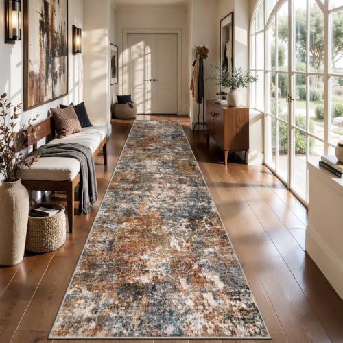 Tangsoo Abstract 2.6x10 Washable Runner Rug for Hallway,Runner Rug Non Slip