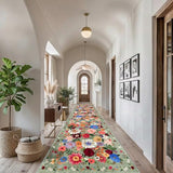 Green Floral Hallway Runner Rug 2'6"x14 for Bedroom Kitchen