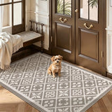 Indoor Door Mat 3x5ft, Absorbent Muddy Mats for Dogs, Low-Profile Entrance Large Welcome Mat with Non-Slip Rubber Backing, Washable Runner Carpet for Hallway,Entryway,Kitchen(Beige)