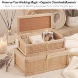 Natural Bamboo Decorative Box with Lids, Unique Decorative Boxes Set of 2, Boho Wedding Keeps – lifestyle view