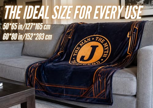 InnoBeta Gifts for Men, Initial Mens Gifts for Him, Birthday Gift Ideas, Mens Blanket, 300gsm Flannel Throw Blanket Gift for Dad, Grandpa, Husband, 60"x 80", J