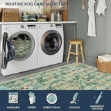 Lahome Washable Insect Botanical 2'6"x8 Runner Rug for Entryway - Machine Washable Non-Slip Hallway Runner Rug, Green Boho Low Profile Soft Faux Wool Carpets for Bedroom, Hallway, Laundry, Kitchen