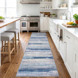 KOZYFLY Modern Hallway Runner Rug 2.6x10 Washable Rug Blue/Grey/Beige
