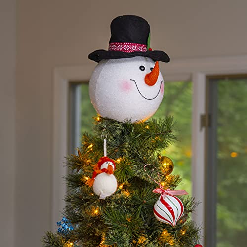 Ornativity Snowman Head Tree Topper - Xmas Holiday Decor Tree Top Winter Snow Man Topper Ornament Decoration for Christmas Tree Toppers 10"