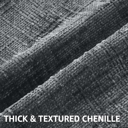 decorUhome Textured Chenille Throw Pillow Covers 24x24 Set of 2 Dark Grey