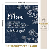 GiltGlimmer Gifts for Mom, Mom Birthday Gifts Blanket, Moms Gift for Women from Daughter Son, We Love You Present for Mother Mommy Christmas Mothers Day 60" x 50", Blue