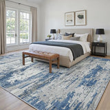 8x10 Area Rugs for Living Room Large Washable Abstract Rug Grey/Blue
