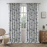 DriftAway 100% Blackout Toile Linen Curtains for Bedroom Double Layer Farmhouse French Country Vintage Printed Pattern Thermal Sound Lined Back Tab Living Room Drapes 84 inch Length 2 Panels Navy