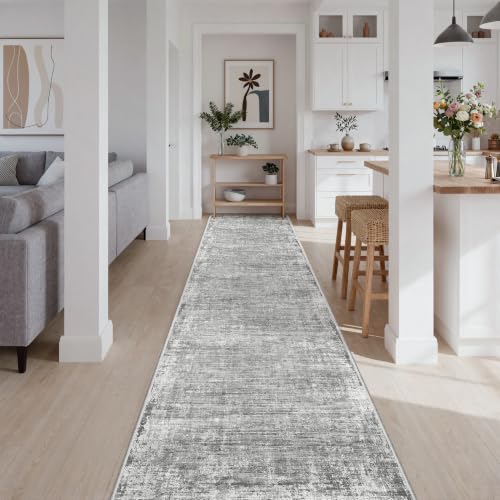 Washable Hallway Runner Rug 2'6" x 10',Floor Entryway Rug Grey