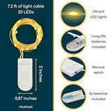MUMUXI 12 Pack 7.2ft Fairy Lights Battery Operated String Lights, 20 Mini LEDs for Centerpiece Table Decorations, Wedding Party Bedroom Mason Jar Christmas Decor, Warm White