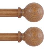 2 Pack Wood Curtain Rods for Windows 28 to 48 Inch,1 Inch Wood Grain Ball Adjustable Curtain Rod,Boho Heavy Duty Curtain Rods,Farmhouse Rustic Window Curtains Rods,Brown Drapery Rods Set 18-45"