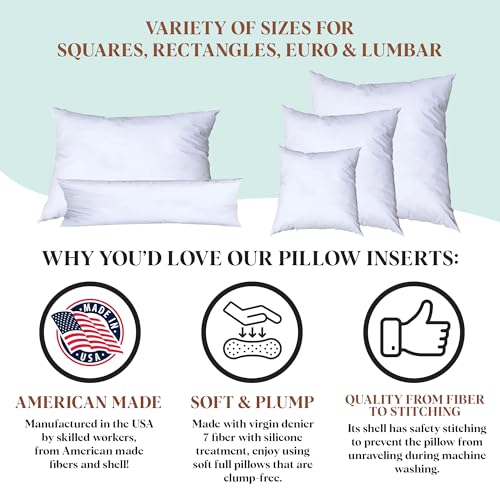 Pillowflex Premium Polyester Throw Pillow Insert - 20x36 - Ultra Soft Large Rectangle Throw Pillow, Couch Sham, Lumbar, Back, Sofa - Machine Washable - Decorative Accent Form - 1 Soft Pillow