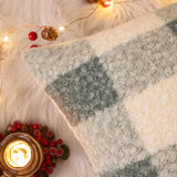 Green White Plaid Christmas Throw Pillow Covers 18x18 Inch Set of 2