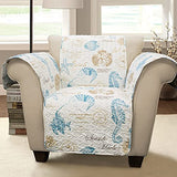 Lush Decor Harbor Life Furniture Protector, Arm Chair, 71" W x 75" L, Blue & Taupe - Chair Cover - Nautical - Armchair Covers - Coastal Decor