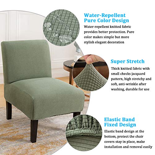MIFXIN Armless Accent Chair Cover Stretch Jacquard Accent Chair Slipcover for Slipper Chair Without Arms Removable Washable Chair Furniture Protector for Living Room Bedroom Hotel (Cyan, 1 Pack)