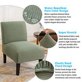 MIFXIN Armless Accent Chair Cover Stretch Jacquard Accent Chair Slipcover for Slipper Chair Without Arms Removable Washable Chair Furniture Protector for Living Room Bedroom Hotel (Cyan, 1 Pack)
