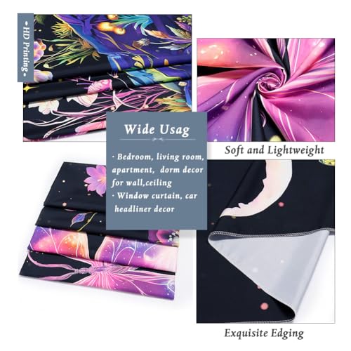 Yuiqear Blacklight Butterfly Tapestry UV Reactive Floral Plant Tapestries Trippy Nature Landscape Wall Tapestries Mysterious Starry Night Sky Tapestry Wall Hanging for Bedroom Decor