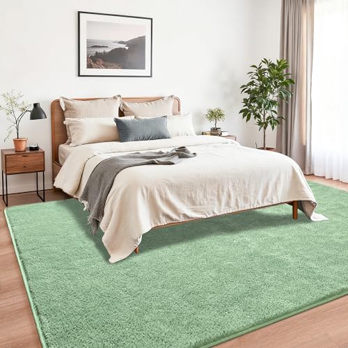 Green 4x6 Minimalist Washable Area Rugs for Bedroom Living Room