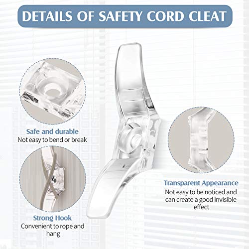 Jetec 12 Sets Window Blind Cord Cleats Safety Cord Cleats for Blinds with Screws Plastic Transparent for Home Office Window Curtains Sun Shades Ropes