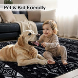SERISSA Hallway Runner Rug, 2x10 Washable Non-Slip Black and White Runners for Hallways, Soft Low-Pile Boho Geometric Indoor Long Carpet for Kitchen Entryway Laundry Bedroom Bathroom