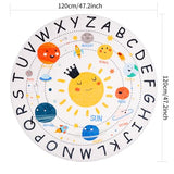 Round ABC Space Kids Rugs,4 ft Non-Slip Solar System Alphabet Rugs, Washable Rug, Soft Plush Educational Circle Rug for Classroom playroom Bedroom Kids Room Decor(for Age 2+)