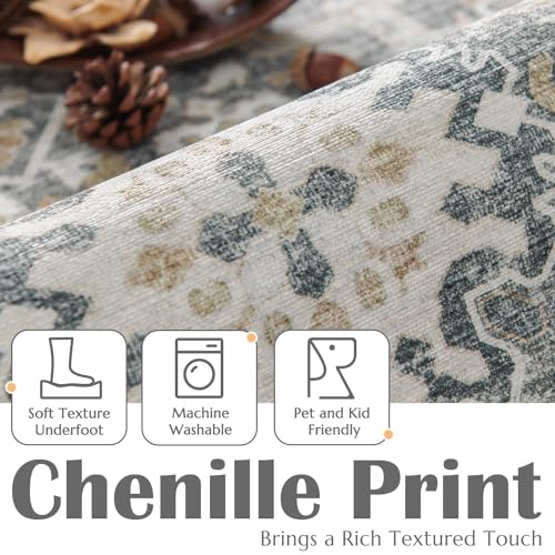 jinchan 6x9 Vintage Floral Area Rug, Washable Non Slip, Gray Multi