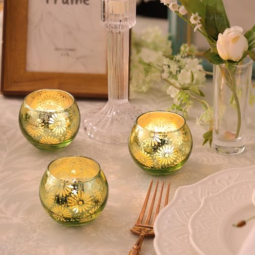 Green Mercury Glass Votive Candle Holders Set of 12
