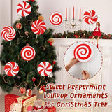 12Pcs Large Candy Christmas Tree Decorations Peppermint Lollipop Christmas Picks for Tree, 7.87" Red and White Candy Ornaments, Plastic Candyland Tree Topper for Xmas Holiday Party Vase Decor
