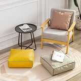 MOCOFO Home Decor 3D Woven Pattern Leather Sofa Stool PVC Modern Minimalist Square Plastic Leather Ottoman Pouf (Navy Blue,45x45x15cm)