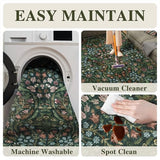 2.6x8 Washable Runner Rug Green Boho Floral for Hallway Kitchen Bedroom
