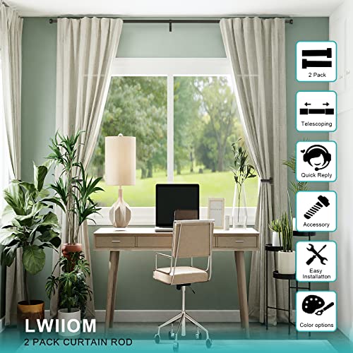2-Pack Curtain Rod for Windows 16-28",Adjustable Window Curtain Rods with Premium Aluminum End Cap Finials and Full Surround Brackets,3/4"(0.075Feet) Diameter,Matte Black Drapery Rods for Curtains