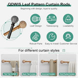 QDWIS Imitation Wood Grain Curtain Rods for Windows 72 to 144 Inch,1 Inch Heavy Duty Adjustable Wood Curtain Rod,Boho Decorative Drapery Rods Set with Brackets,Size:36''-150''