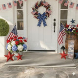 LEEVAN Black and White Striped Outdoor Rug Runner 2x4.3 Layering Doormat Farmhouse Front Porch Rug Cotton Woven Washable Throw Carpet for Hallway/Front Steps/Bathroom/Kitchen/Home Entrance