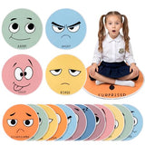 WILLBOND 12 Pcs Kids Carpet Circle Seats for Class, 16 Inch Circle Time Classroom Rug Feelings Chart Emotion Floor Cushions Back to School Educational Mat for First Day of School Seating Learning