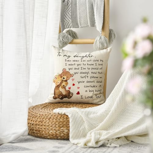 AVOIN colorlife to My Daughter Throw Pillow Cover, 18 x 18 Inch Christmas Daughter Gift Lady Girls Birthday Cushion Case from Mum Dad