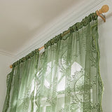 Sutuo Home Olive Green Lace Sheer Curtains 84 Inches Long for Bedroom Living Room Nursery,Rose Floral Embroidery Ruffled Vintage Chic Window Treatment Privacy Drapes, Rod Pocket,W57 x L84, 2 Panels