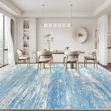 Washable Rug 9x12 Area Rugs for Living Room: Large Neutral Soft Rug Abstract Non Slip Low Pile Modern Carpet for Bedroom Kitchen Nursery Office Dining Room Indoor (Lightblue, 9'x12')