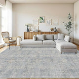 9x12 Area Rugs for Living Room Large Washable Rug, Blue/Beige