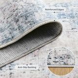 8x10 Area Rugs Washable Living Room Rug-No Slip Soft Carpets Modern Abstract Coastal Indoor Floor Stain Resistant Large Carpet for Bedroom Dining Room Farmhouse Nursery Home Office Blue