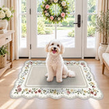 HAOYUNLAI Washable 2x3 Entryway Scalloped Area Rug Low‑Pile Floral Carpet
