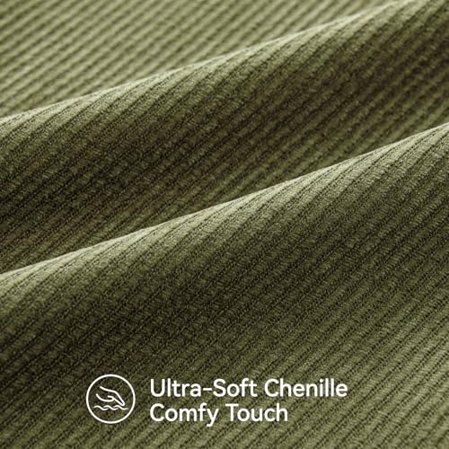 a moment Pack of 2 Decorative Chenille Throw Pillow Covers with Twill Cushion Covers for Sofa Living Room Couch Bed 12x20 Inch Moss Green