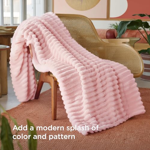 Bedsure GentleSoft Pink Throw Blanket for Couch - Birthday Gifts for Teenage Girls Sister Women Teacher Graduation Gifts, Cozy Cute Fleece Bed Throw Blanket, Coral Pink Room Home Decor, 50x60 Inches